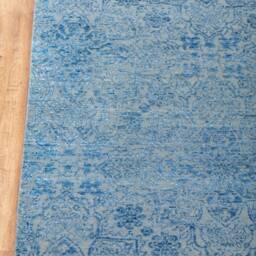 Area Rug 9x12 Grey Blue Handmade Wool Silk Transitional Oriental Carpet #801 Free Shipping - thumbnail 2
