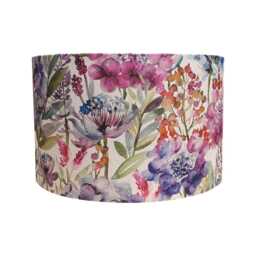 Hydrangea Floral Drum Lampshade Pink, Blue & Purple Handmade Shade - thumbnail 2