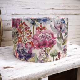 Hydrangea Floral Drum Lampshade Pink, Blue & Purple Handmade Shade