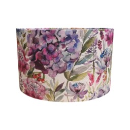 Hydrangea Floral Drum Lampshade Pink, Blue & Purple Handmade Shade - thumbnail 3
