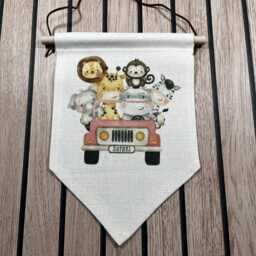 Safari Nursery Wall Hanging, Pink Or Green Truck - thumbnail 2