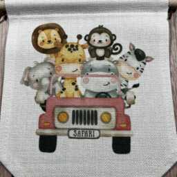 Safari Nursery Wall Hanging, Pink Or Green Truck - thumbnail 3