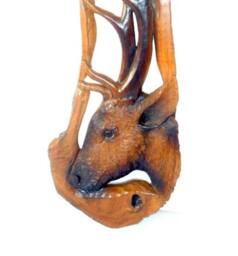 "Wood Carving Deer Head Teak Hand Craved Wall Hanging Home Decor Handmade Driftwood/Gift 26.5"" X 9.75" - thumbnail 2
