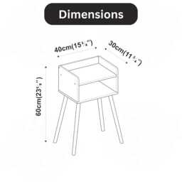 Modern Wooden Bedside Table With Pinewood Legs - 2 Shelf Storage Unit - thumbnail 4