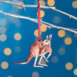 Kangaroo Christmas Ornament, Birch Plywood, Watercolour Art