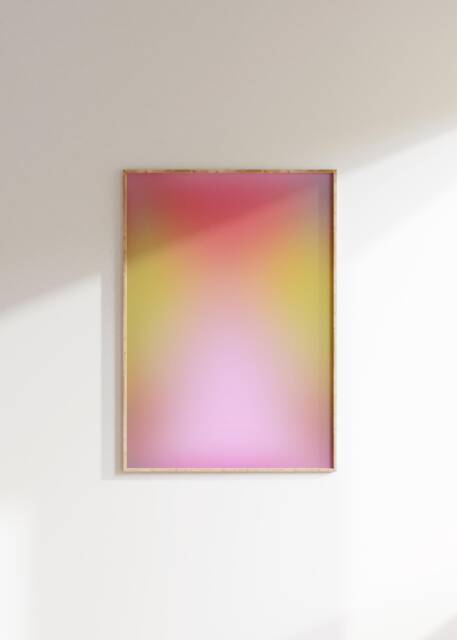 Lemon Pink Aura Gradient Print, Glow Gradient, Apartment Decor, Preppy Room Danish Pastel Positive Energy Poster