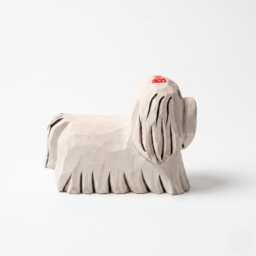 Whimsical Hand-Carved Wooden Dog Figurine White Maltese Shih Tzu Statue Rustic Pet Decor Unique Lover Gift Handmade Animal Art - thumbnail 3