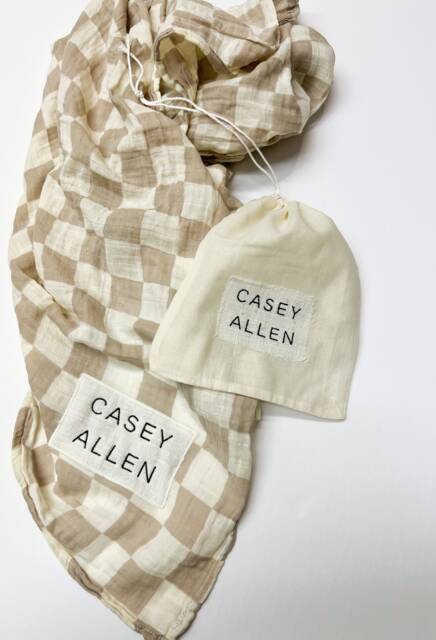 Custom Embroidered Name Boho Baby Muslin Swaddle Blanket // Mudcloth Floral You Pick Color - image 1