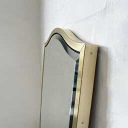 Vintage N.7 Freeform Beveled Mirror With Bronze Patina Brass Full Frame - thumbnail 4