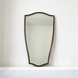 Vintage N.7 Freeform Beveled Mirror With Bronze Patina Brass Full Frame