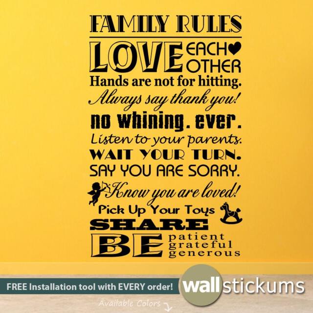 Family Rules Wall Decal - Living Room Vinyl Art Decor - image 1