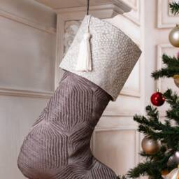 Luxury Satin Christmas Stockings in Shades Of Brown & Silver - thumbnail 3