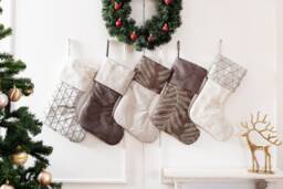 Luxury Satin Christmas Stockings in Shades Of Brown & Silver