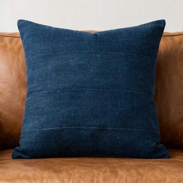 "Blue Indigo Mud Cloth Pillow Cover, African Cloth, - Vintage " - image 1