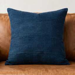 "Blue Indigo Mud Cloth Pillow Cover, African Cloth, - Vintage " - thumbnail 1