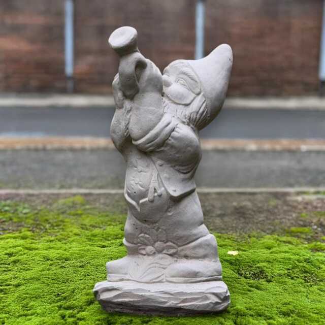 Concrete Gnome With Horn Sculpture Garden Musician Dwarf Figurine Stone Statue Handmade Whimsical Ornament Lover Gift - image 1