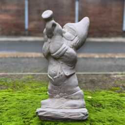 Concrete Gnome With Horn Sculpture Garden Musician Dwarf Figurine Stone Statue Handmade Whimsical Ornament Lover Gift - thumbnail 1