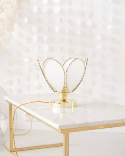 Flower Table Lamp - Ecru & Gold - image 1
