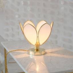Flower Table Lamp - Ecru & Gold - thumbnail 2