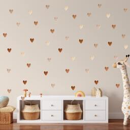 Hearts Set Wall Sticker Natural Tones Watercolor in Boho Style Baby Room Children's Heart - thumbnail 2