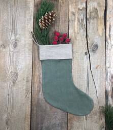 Linen Christmas Stocking/Handmade Gift Stockings/Christmas Decorations/ Decor