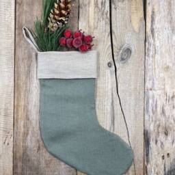Linen Christmas Stocking/Handmade Gift Stockings/Christmas Decorations/ Decor - thumbnail 2