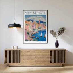 Agios Nikolaos Travel Poster Print Greece Art Gift Wall - thumbnail 2
