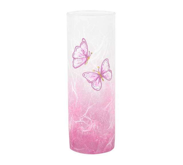 Small Pink Stem Vase With Hand Painted Butterflies On Strawsilk - image 1
