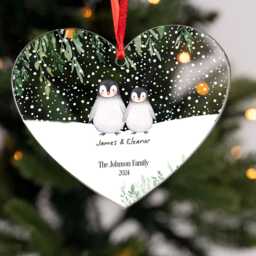 Personalised Hanging Heart Plaque Sign First Christmas As Family Of Acrylic Tree Decoration Free Gift Bag Bluebellindagifts - thumbnail 2