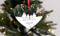 Personalised Hanging Heart Plaque Sign First Christmas As Family Of Acrylic Tree Decoration Free Gift Bag Bluebellindagifts - thumbnail 1