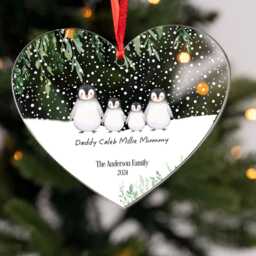 Personalised Hanging Heart Plaque Sign First Christmas As Family Of Acrylic Tree Decoration Free Gift Bag Bluebellindagifts - thumbnail 3
