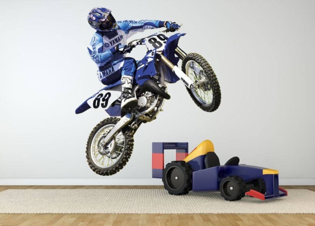 Motocross Dirt Bike Wall Decal Action Graphic, Durable Vinyl - 28x31 Inches Mc355 - image 1