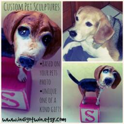 Custom Dog Sculpture Folk Art Pet Portrait On Wood Block - thumbnail 2