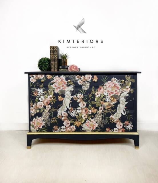 stag Blue Chinoiserie 4 Over 2 Chest Of 6 Drawers - image 1