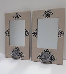 Hand Painted Wall Mirrors With Flower Pegs Elegant Decor Pair - thumbnail 1