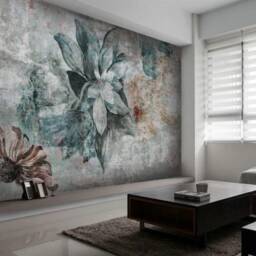 3D Floral Wallpaper, Dark Hand Drawn Wall Mural, Peel & Stick - thumbnail 3
