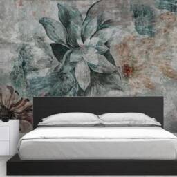 3D Floral Wallpaper, Dark Hand Drawn Wall Mural, Peel & Stick - thumbnail 2