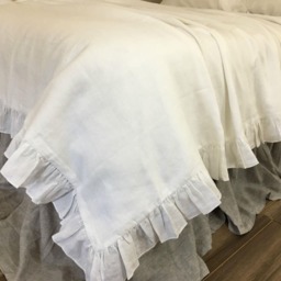 White Ruffle Duvet Cover Natural Linen, Linen Bedding, Shabby Chic, Available Queen King Bedding - thumbnail 4