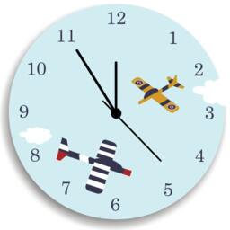 Nursery Wall Clock, Airplanes in The Sky, Children Room Decor - thumbnail 1