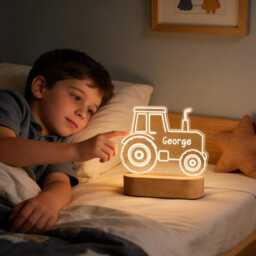 Kids Night Light With Name, Tractor Light, Dinosaur Baby Bedroom Decor, 1st Birthday Gifts, Gift For Son Baptism Gifts - thumbnail 3