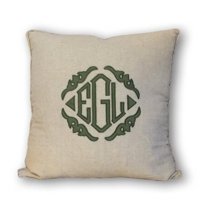 Monogrammed Applique Linen Pillow - image 1