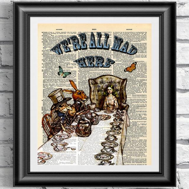 Alice in Wonderland Art Print Vintage Dictionary Page Artwork - image 1
