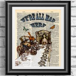 Alice in Wonderland Art Print Vintage Dictionary Page Artwork - thumbnail 1