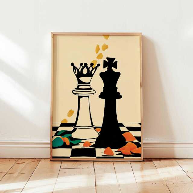 Chess Poster, Strategy Game Wall Art, Print, Modern Decor, Black & White Posters, Chessboard Prints, Gift For Lovers - image 1