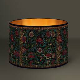 Lampshade With Renaissance Floral Motifs, Cotton Fabric, Inspired By The Baroque Style, A Golden Interior, For Cozy & Warm Interior - thumbnail 1