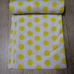 Craftofindiaart Yellow Print Decorative Indian Handmade Polka Dot Kantha Quilt, Bedspread Size Multi - thumbnail 2
