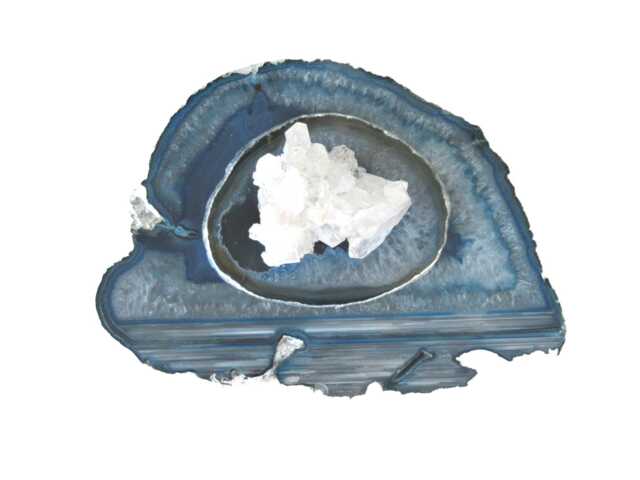 Glam Large Blue Agate Tealight Holder - Lid Crystal Quartz Cluster Silver Leafed - image 1