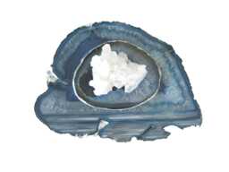Glam Large Blue Agate Tealight Holder - Lid Crystal Quartz Cluster Silver Leafed - thumbnail 1