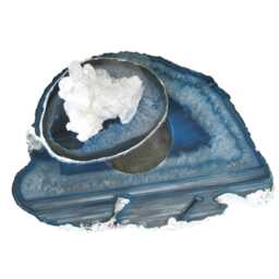 Glam Large Blue Agate Tealight Holder - Lid Crystal Quartz Cluster Silver Leafed - thumbnail 2