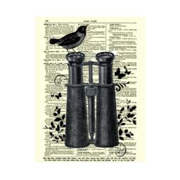 Binocular Art Print Upcycled 1897 Dictionary Page, Birdwatcher Gift - thumbnail 3